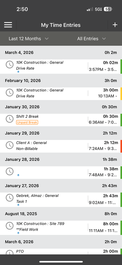 My Time Entries