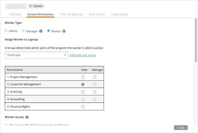 Access Permissions Tab