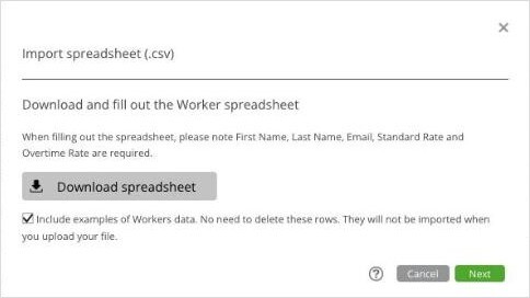 Import Spreadsheet Download Step