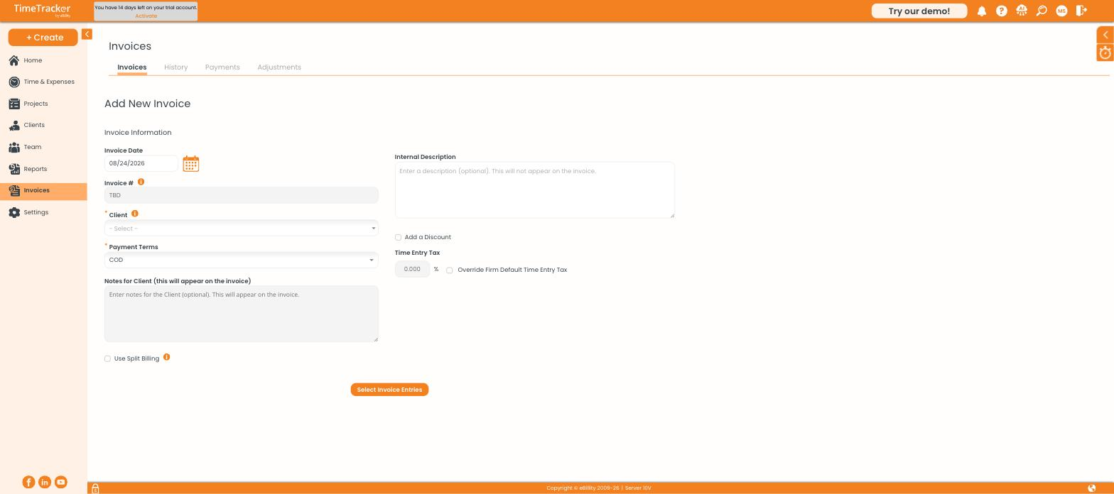 Add New Invoice