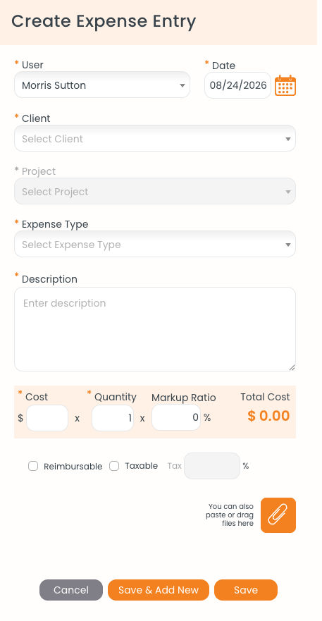 Create Expense Entry