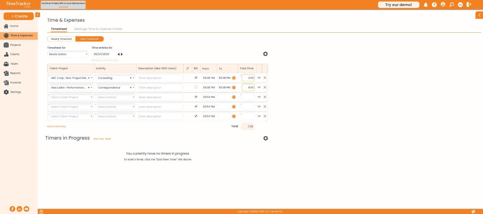 Daily Timesheet