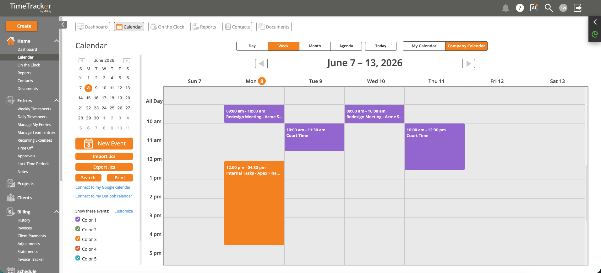 Calendar - Week View