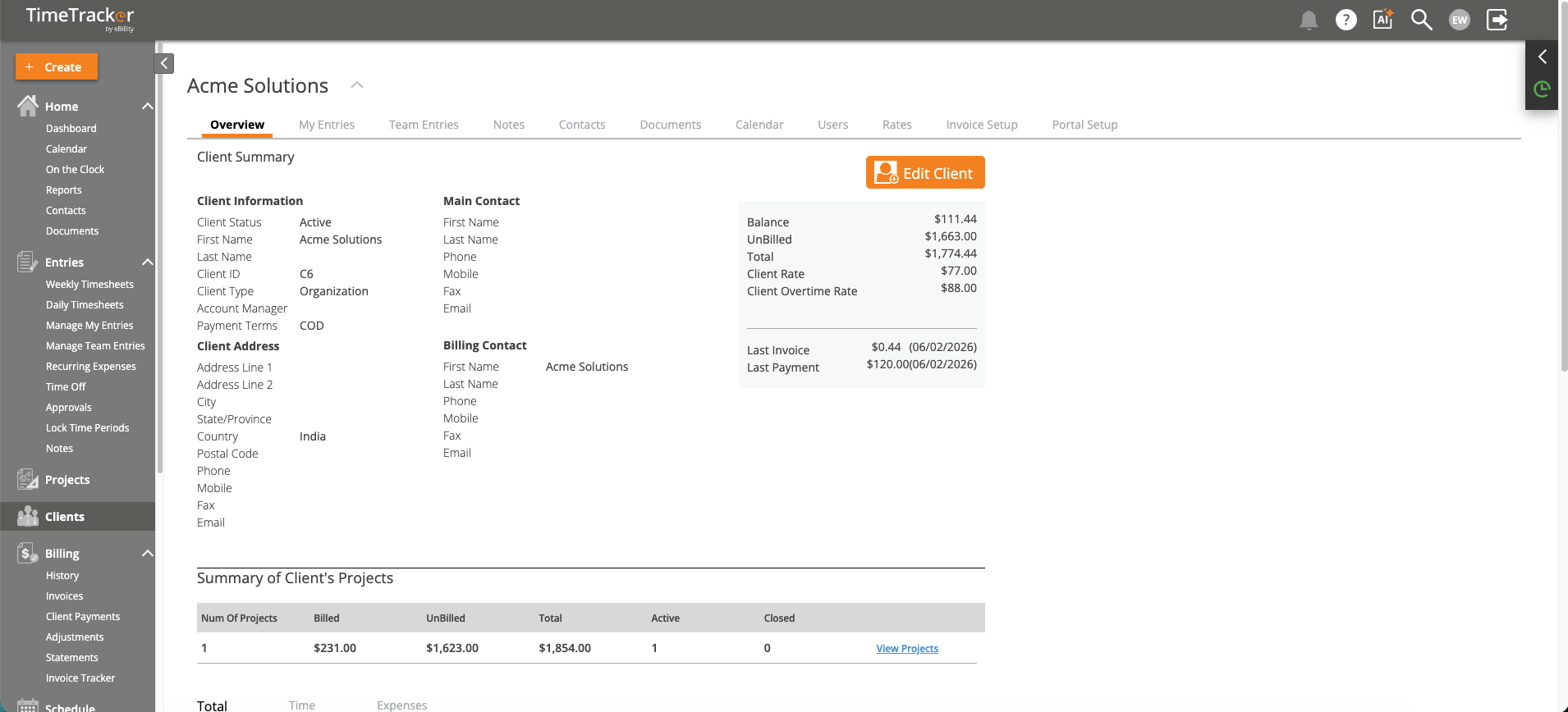 Client Detail - Overview