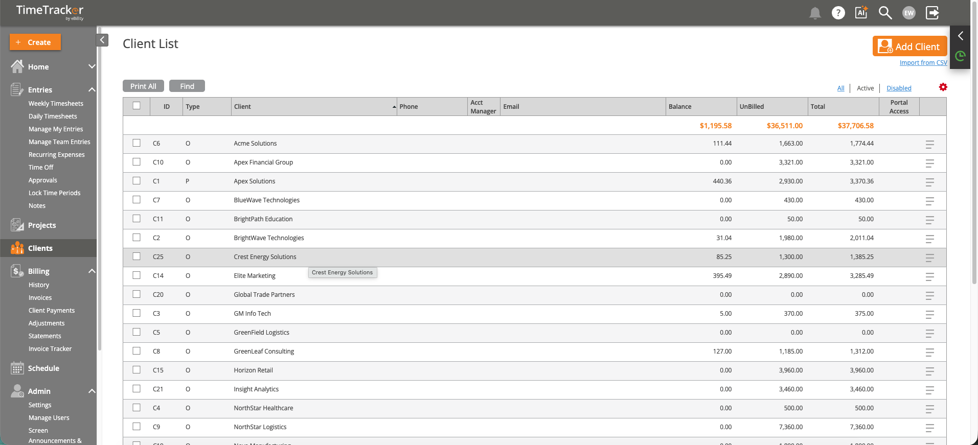 Client List
