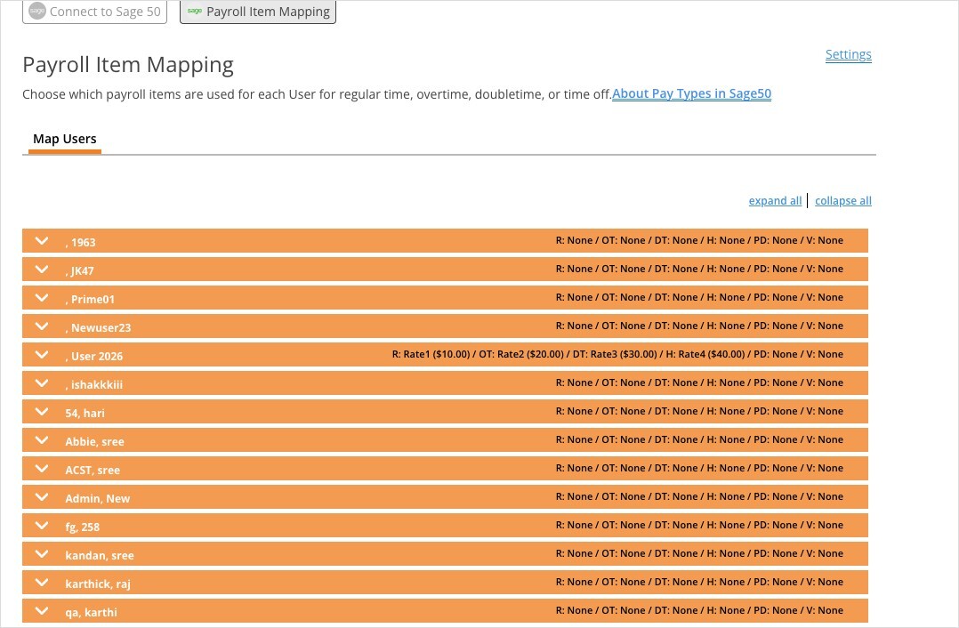 Payroll Item Mapping Sage 50 Users