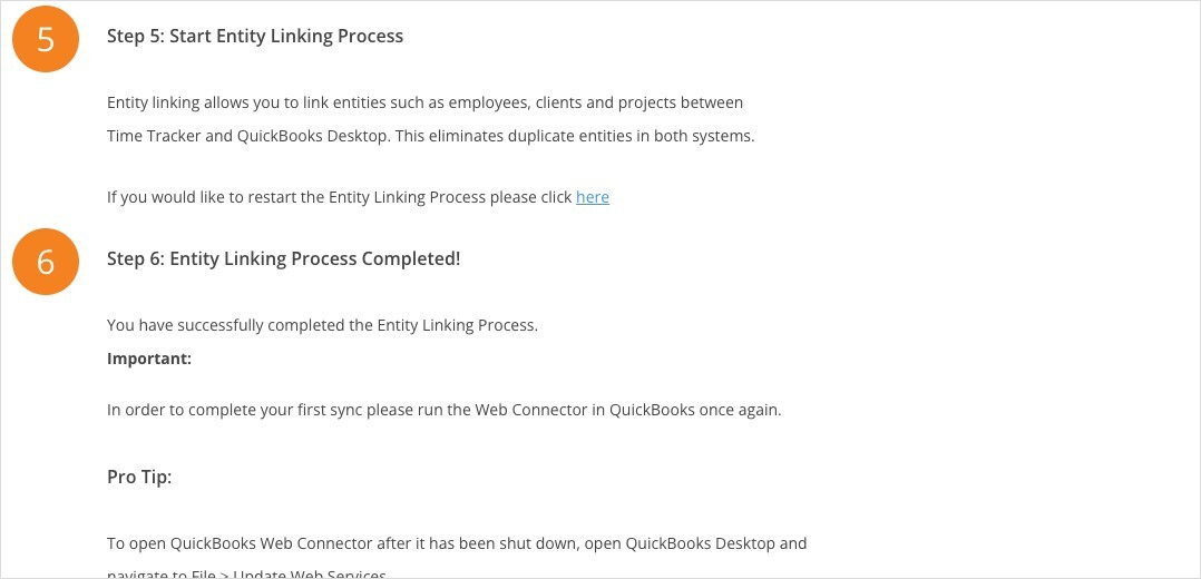 QuickBooks Desktop Entity Linking Steps 5 and 6