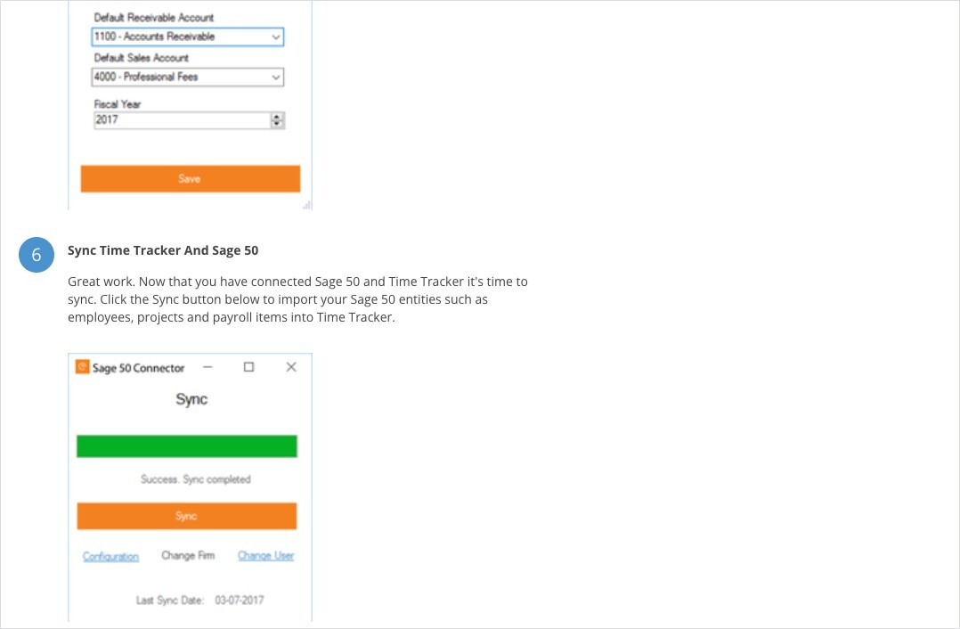 Sage 50 Connector Default Accounts and Sync