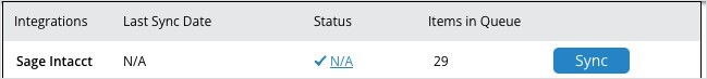 Sage Intacct Sync Menu