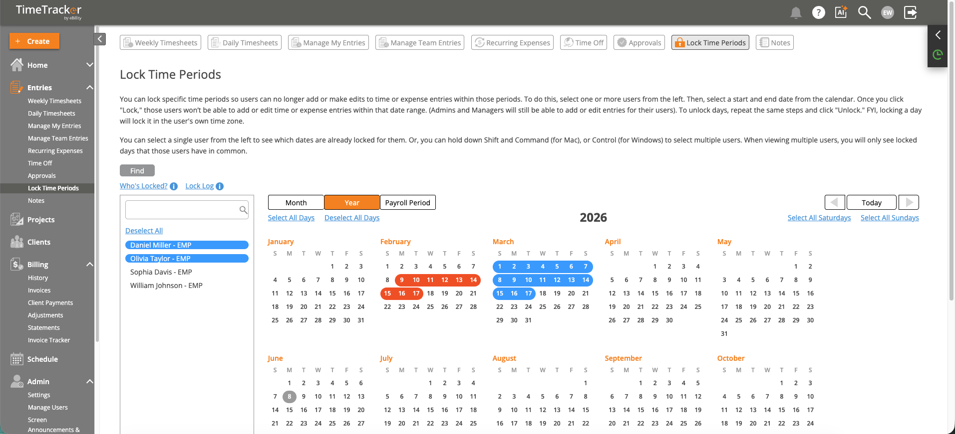 Lock Time Periods