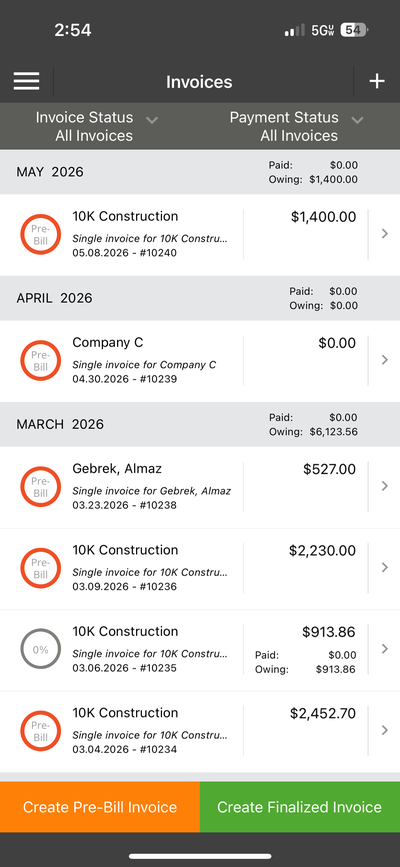 Invoice List