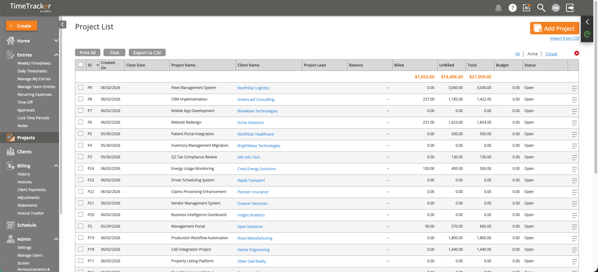 Project List