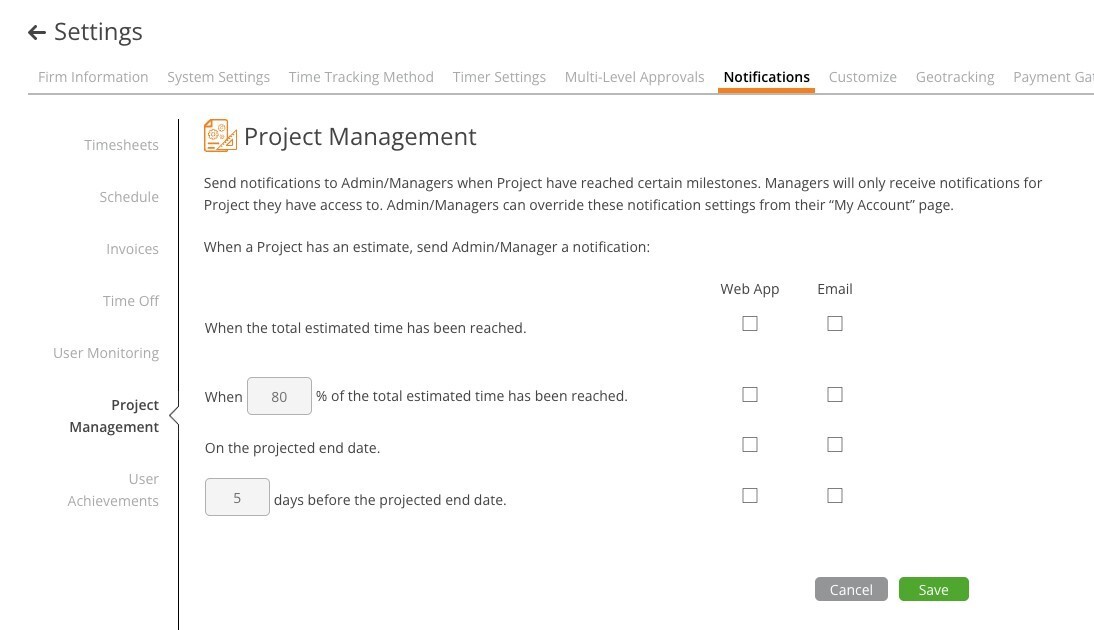 Project Management Notifications