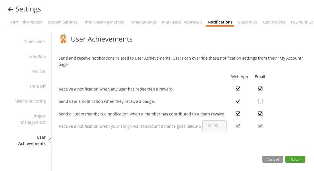 User Achievement Notifications