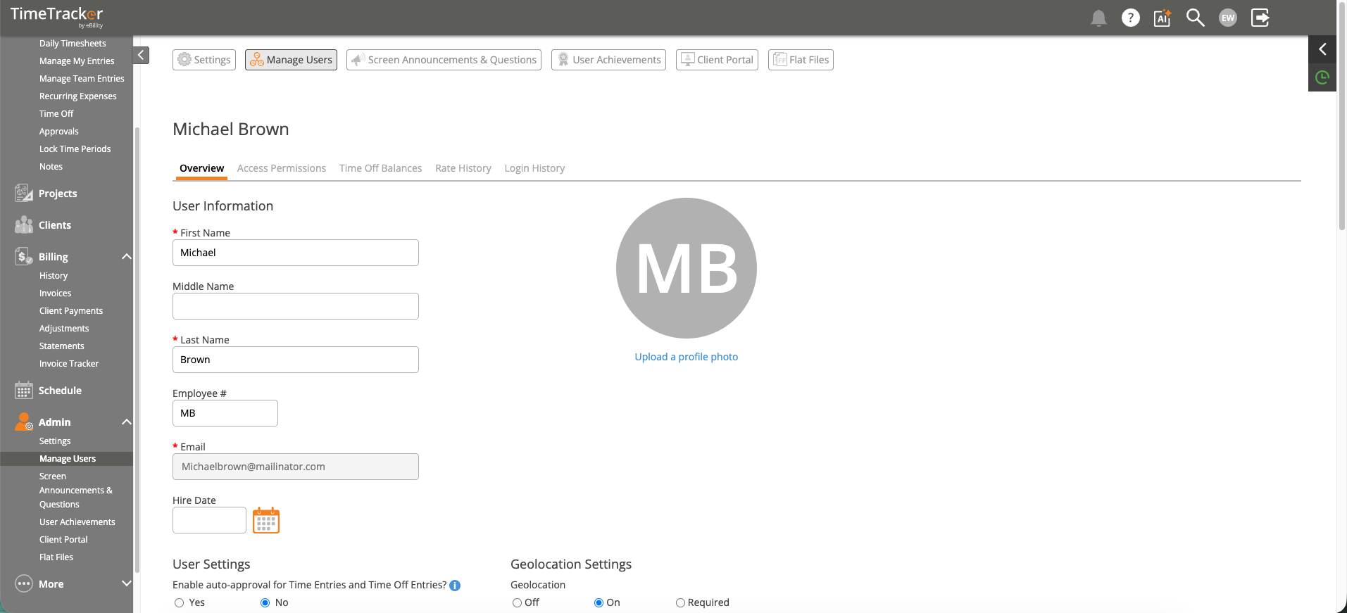 User Profile - Overview